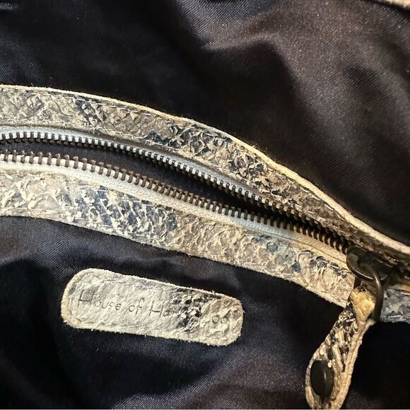 HOUSE OF HARLOW Python Leather Bag Boho Hobo Slouchy Bucket Animal Print - Picture 8 of 9